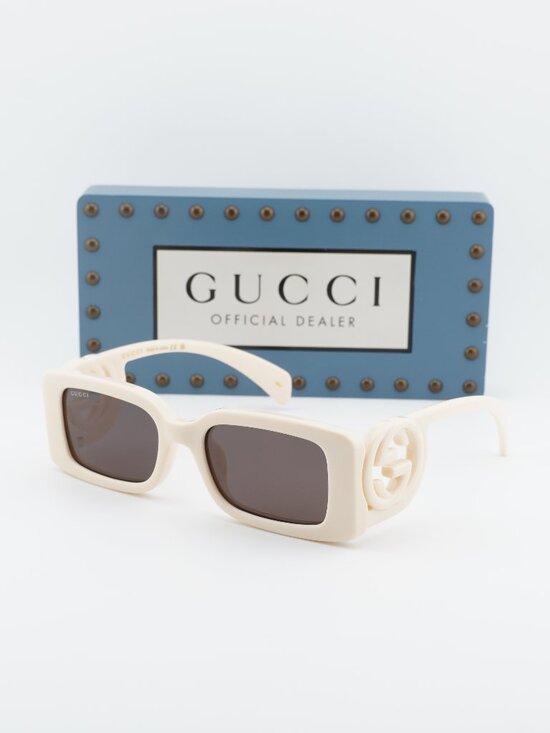 Gucci GG1325S 002 Square Sunglasses - Ivory\\Grey main image 4